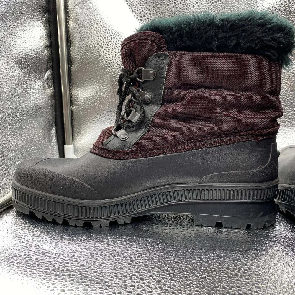 VTG 90s Sorel Caribou Snow Boots Womens 10 Burgundy Black Kaufman Made In Canada